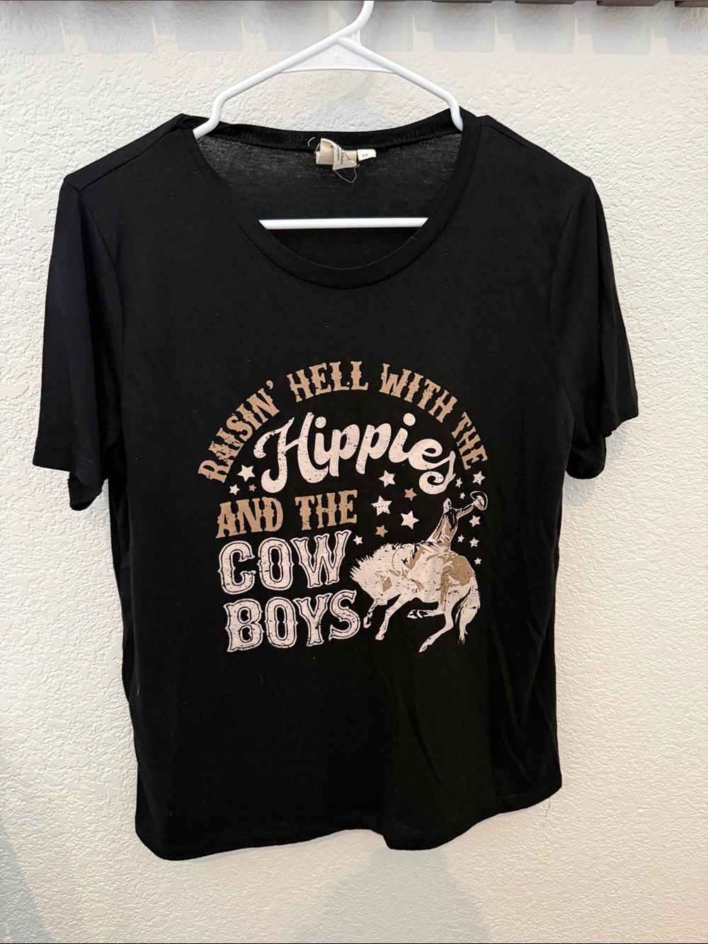 Graphic Kids Black Tee - 'Raisin' Hell With The Hippies'
